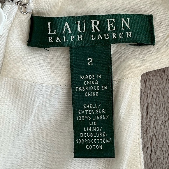 Lauren Ralph Lauren 100% Linen Sleeveless Crossover V Neck Swing MIDI Dress 2 - Picture 10 of 14